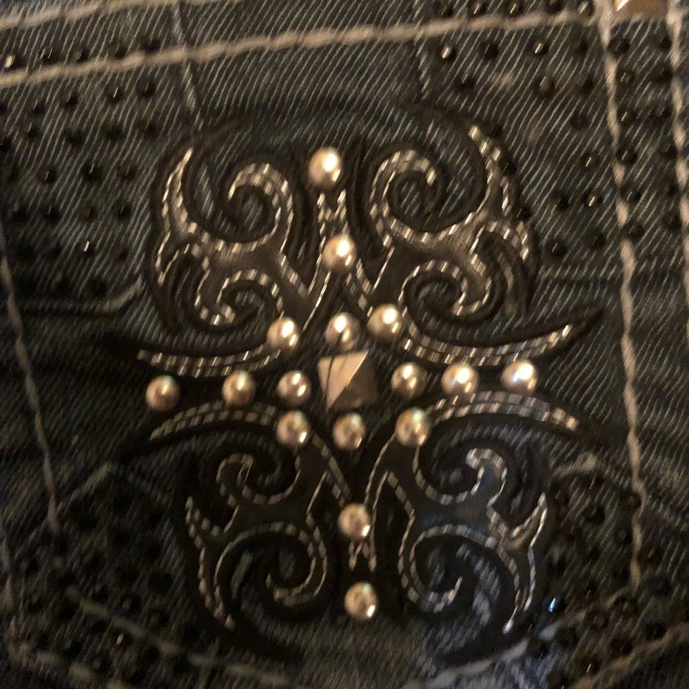 Blingy Blue Straight Leg Jeans with Contrast Stitching - Picture 6 of 9